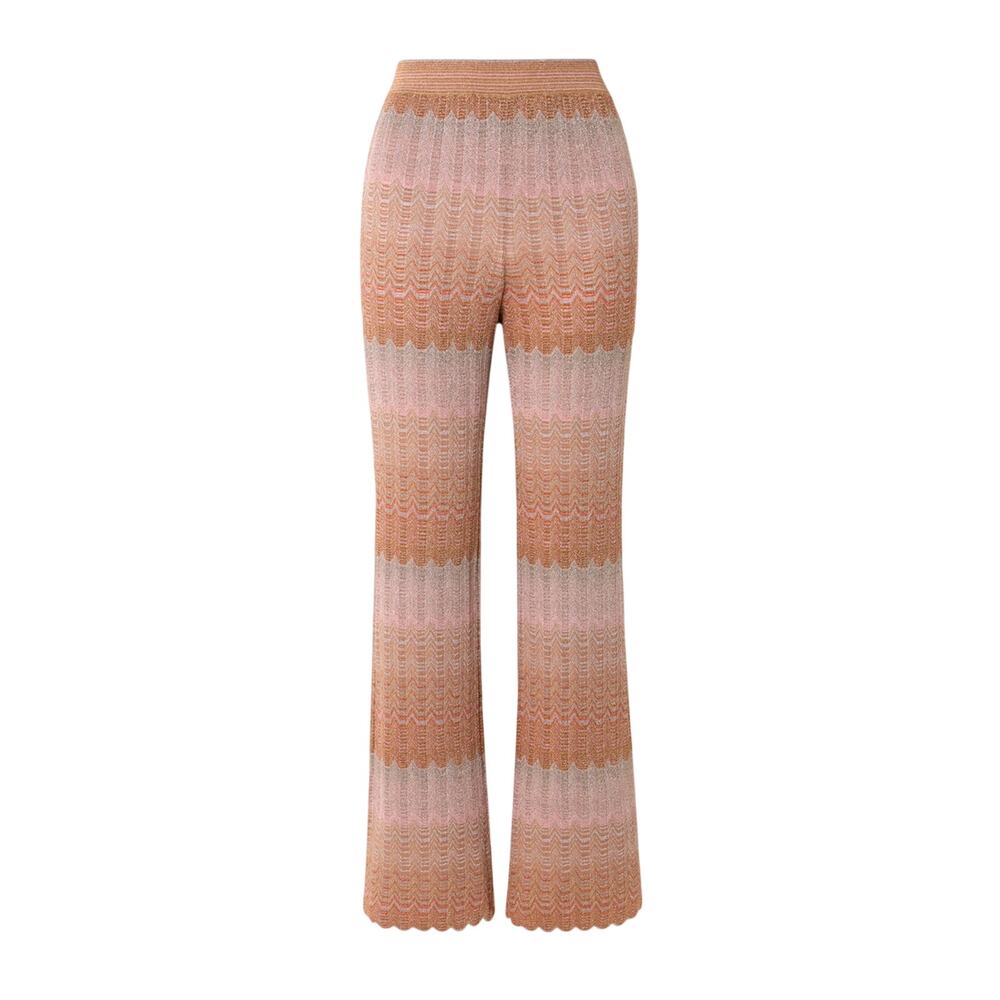 Missoni Metallic Multicolor Crochet Knit Straight Leg Pants Size IT 40